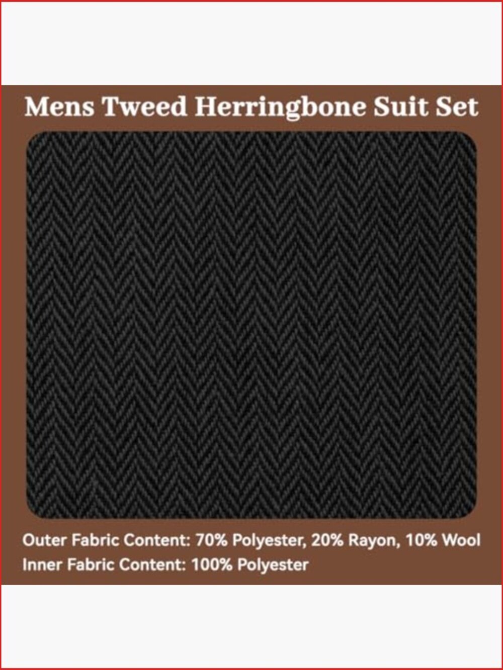 Retro 3 Piece Tweed Herringbone Suit Set Jacket Vest Pants for Wedding Prom - Picture 2 of 7